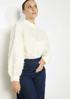 LolaLiza Jacquard blouse met franjes- Blouses En Hemden