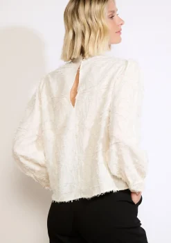 LolaLiza Jacquard blouse met franjes- Blouses En Hemden
