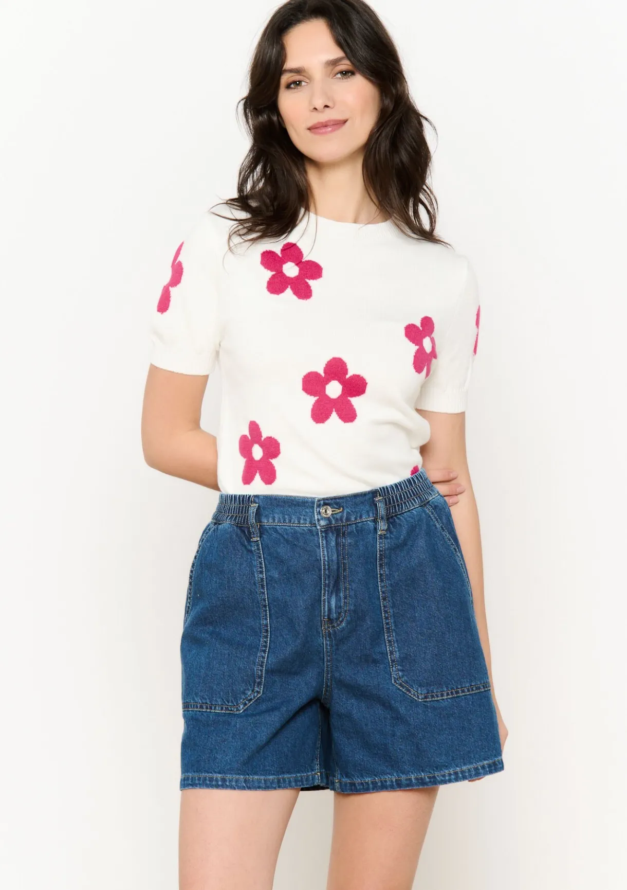 LolaLiza Jacquard trui met bloemen- Truien En Cardigans