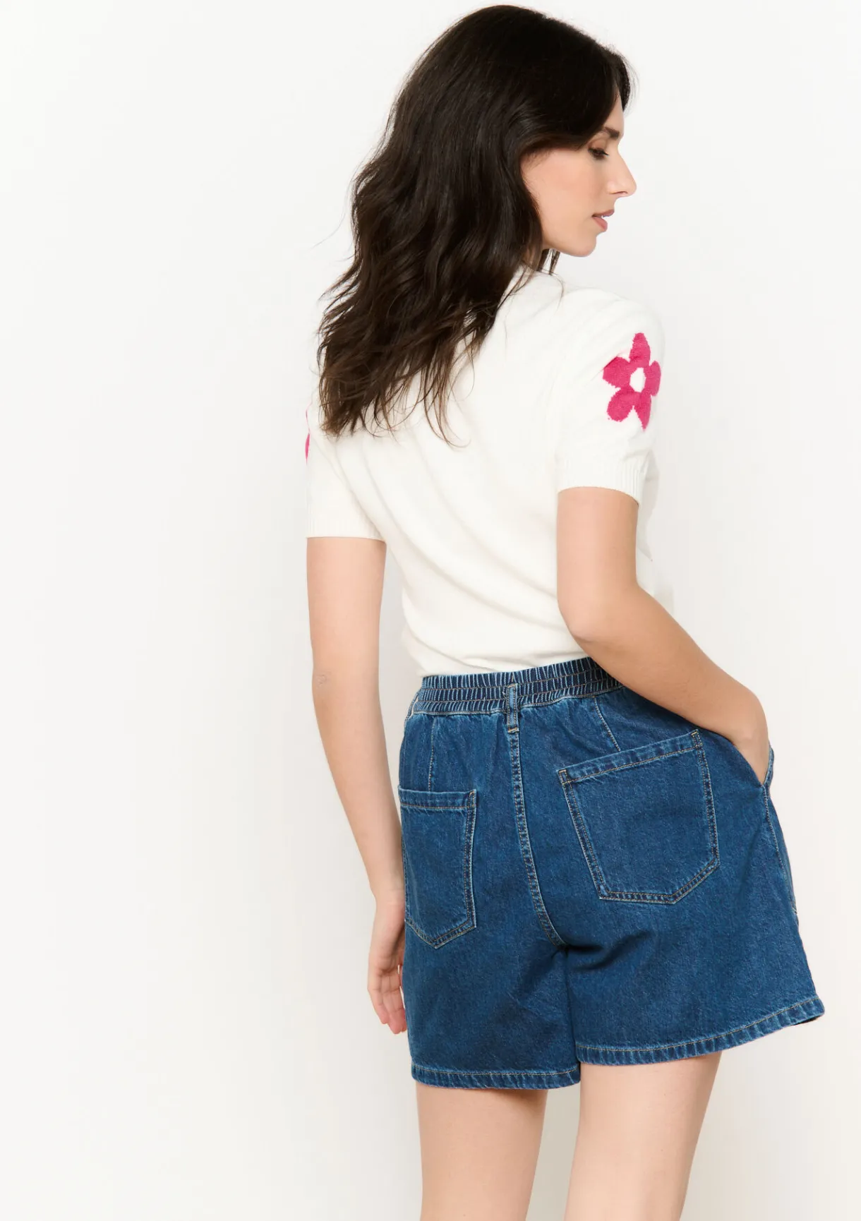 LolaLiza Jacquard trui met bloemen- Truien En Cardigans