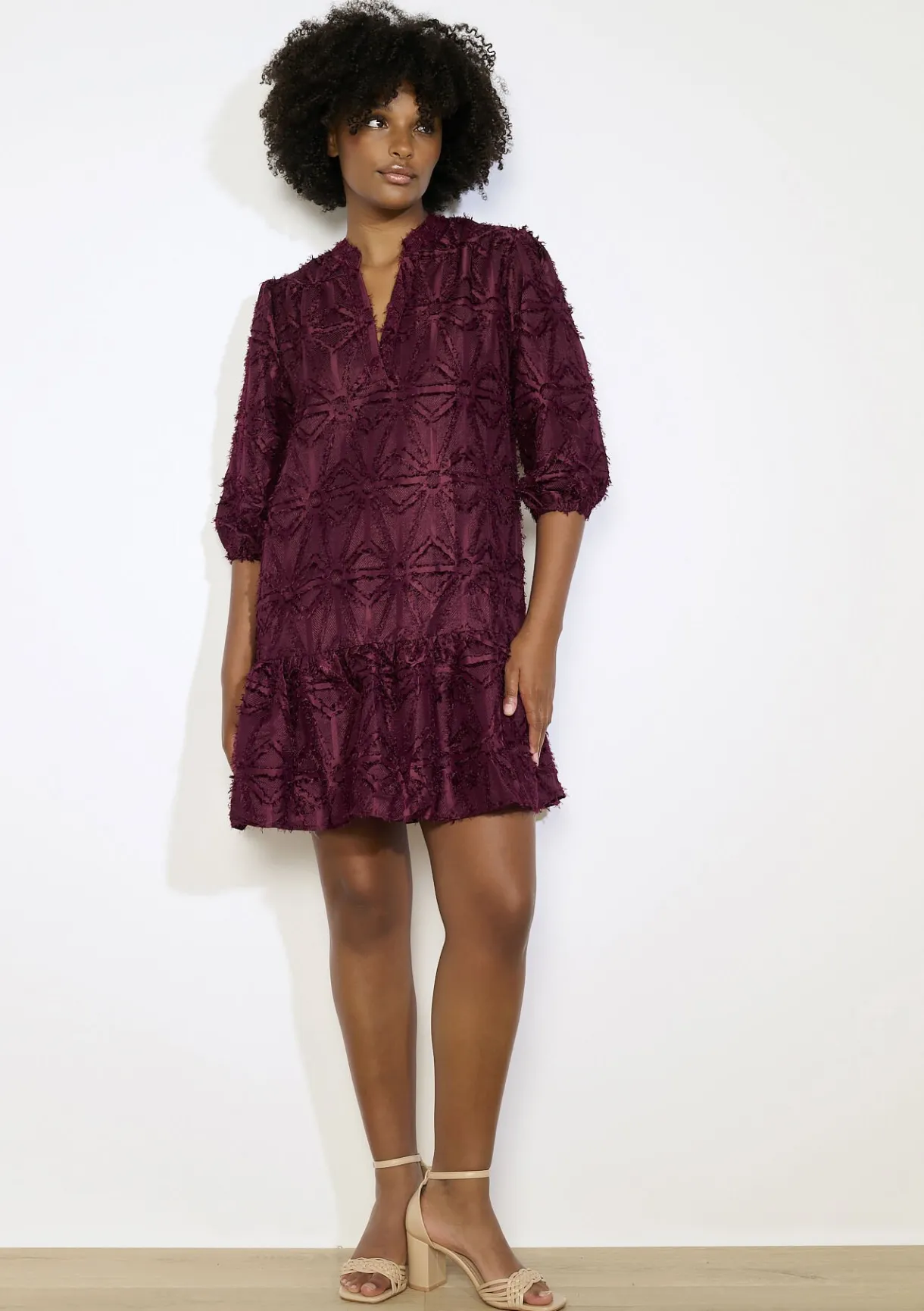 LolaLiza Jacquardjurk met pofmouwen- Jurken