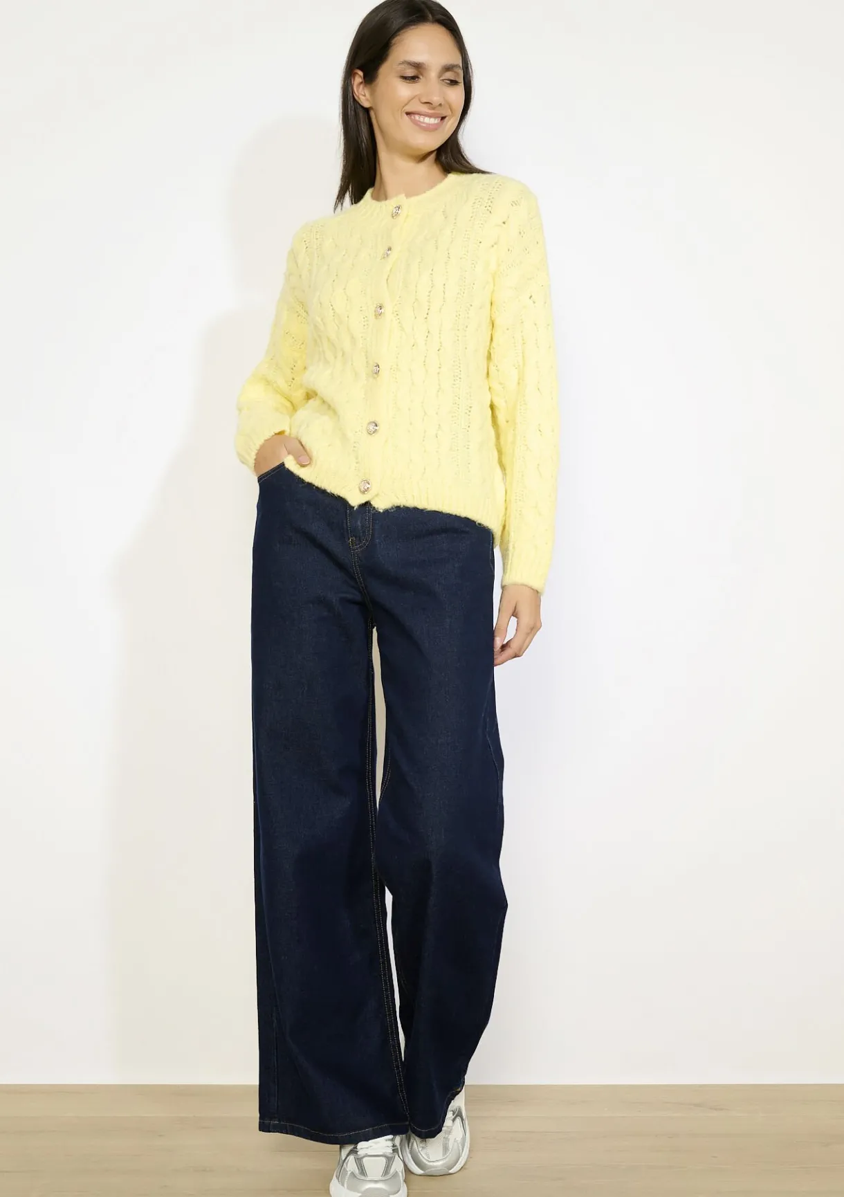 LolaLiza Kabelgebreide cardigan met knopen- Truien En Cardigans