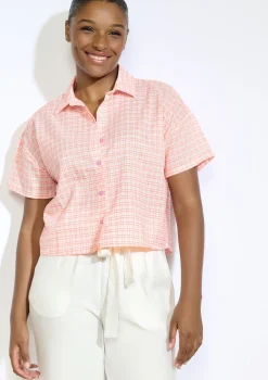 LolaLiza Korte geruite blouse- Blouses En Hemden