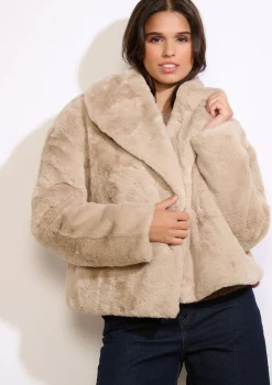 LolaLiza Korte jas in imitatiebont- Mantels En Jassen