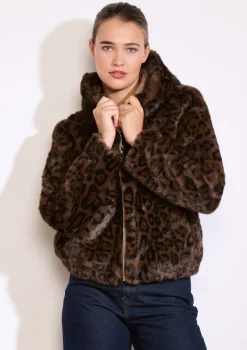 LolaLiza Korte jas met luipaardprint- Mantels En Jassen