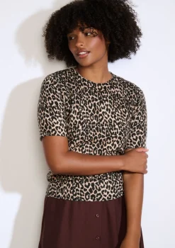 LolaLiza Korte mouwen trui met luipaardprint- Truien En Cardigans