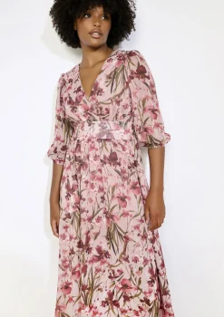 LolaLiza Lange bloemenjurk met zwier- Jurken