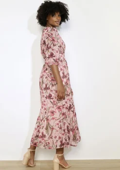 LolaLiza Lange bloemenjurk met zwier- Jurken