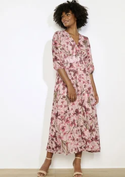 LolaLiza Lange bloemenjurk met zwier- Jurken