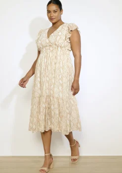 LolaLiza Lange jurk met slangenprint en ruches- Jurken