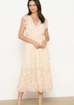 LolaLiza Lange jurk met slangenprint en ruches- Jurken