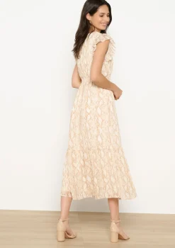 LolaLiza Lange jurk met slangenprint en ruches- Jurken