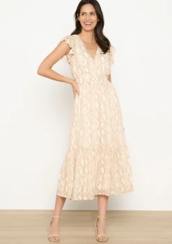 LolaLiza Lange jurk met slangenprint en ruches- Jurken