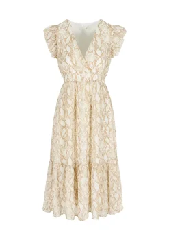 LolaLiza Lange jurk met slangenprint en ruches- Jurken