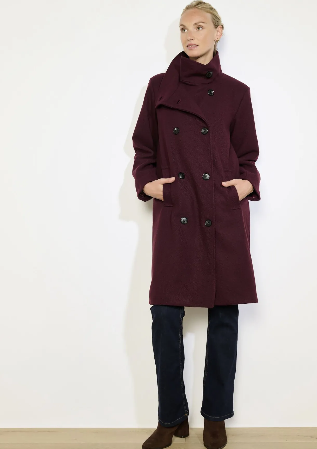 LolaLiza Lange mantel met hoge kraag- Mantels En Jassen