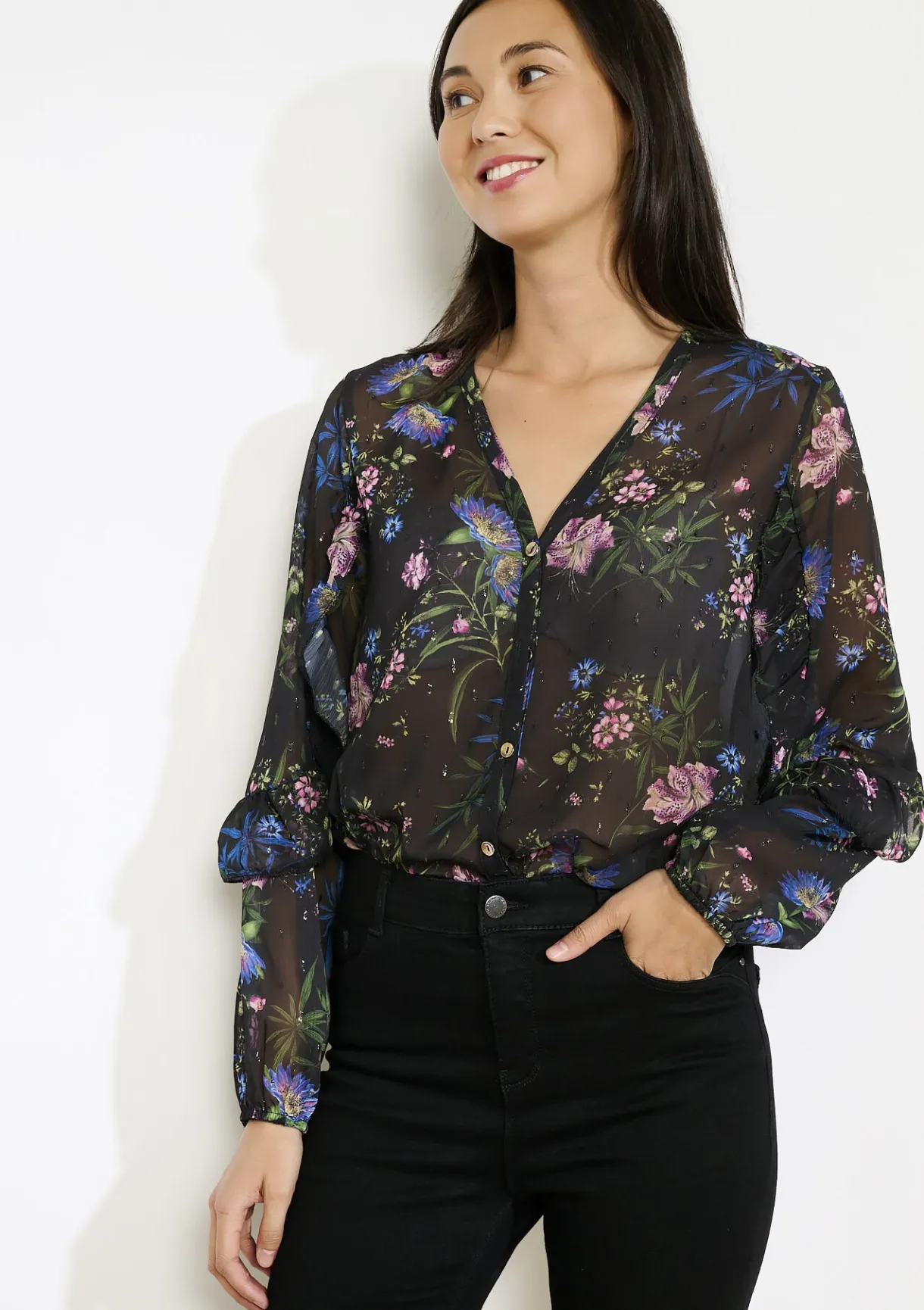 LolaLiza Losvallend bloemenhemd- Blouses En Hemden