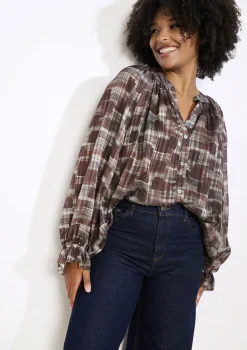 LolaLiza Losvallende blouse met ruiten- Blouses En Hemden