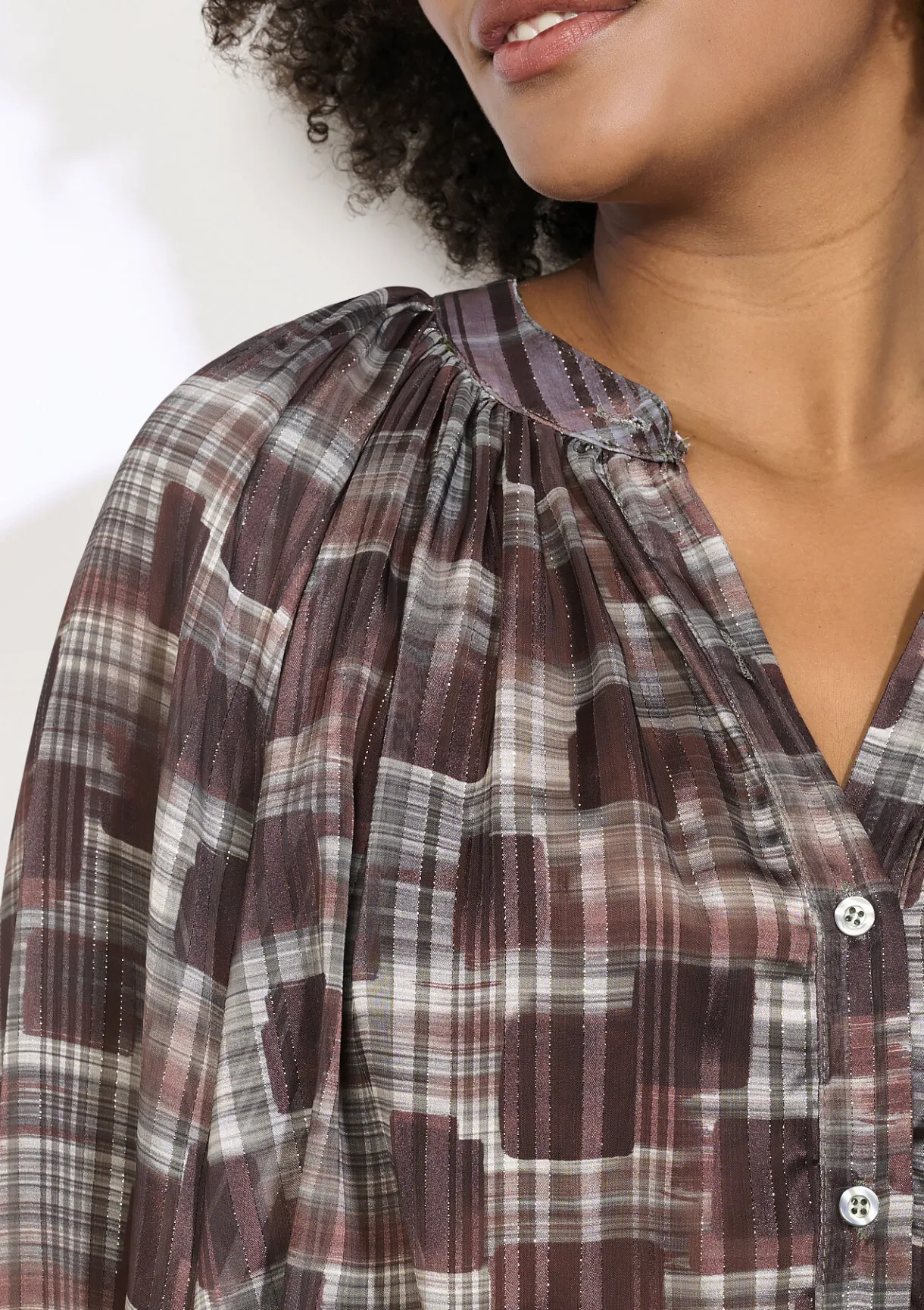 LolaLiza Losvallende blouse met ruiten- Blouses En Hemden