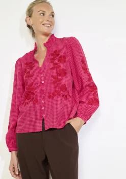 LolaLiza Losvallende geborduurde blouse- Blouses En Hemden
