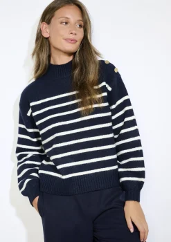 LolaLiza Marine trui met knopen- Truien En Cardigans