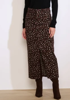 LolaLiza Maxi cordrok met luipaardprint- Rokken