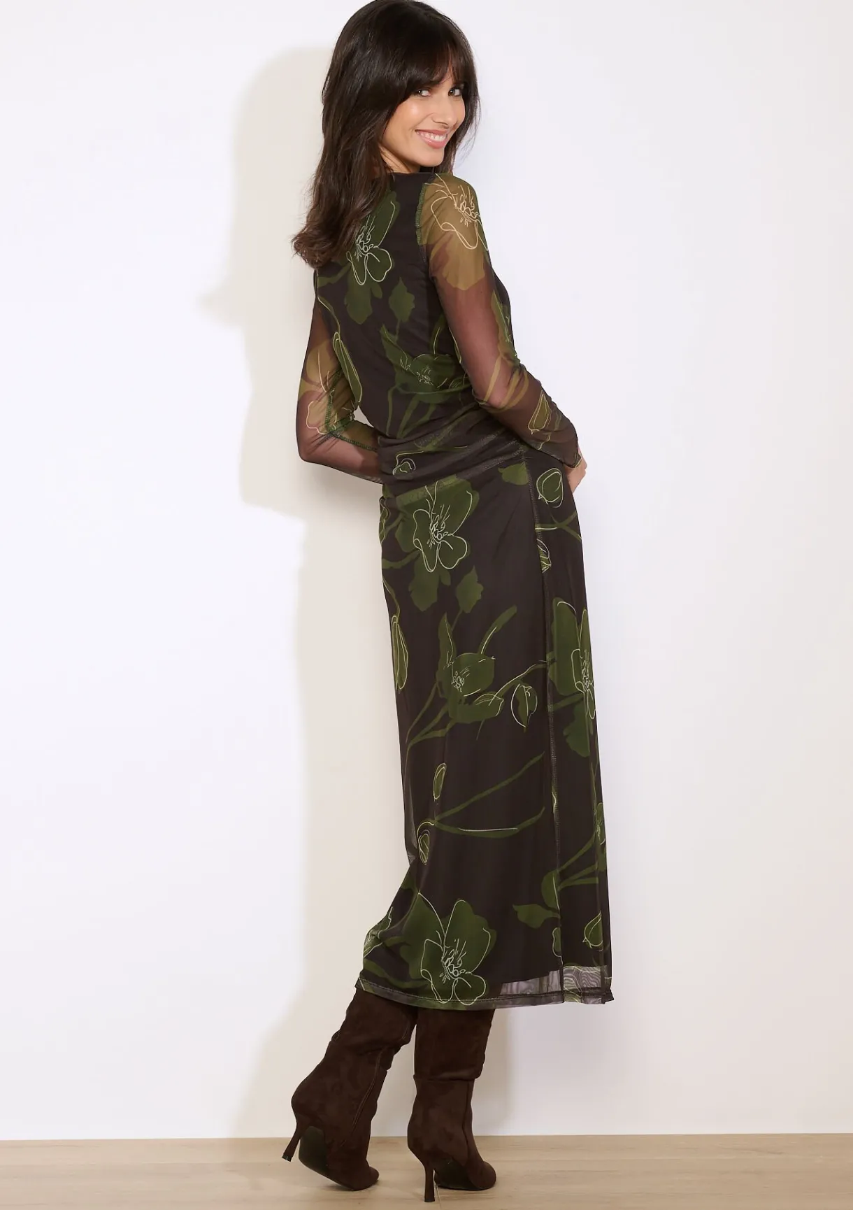 LolaLiza Mesh lange jurk met bloemenprint- Jurken