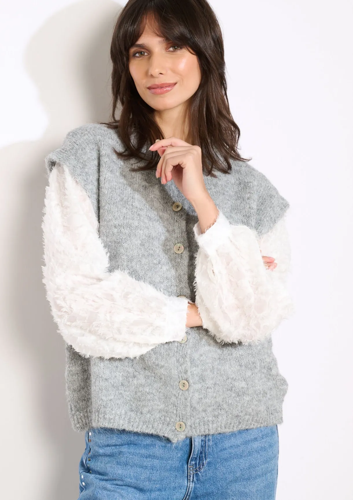 LolaLiza Mouwloos gebreid gilet- Truien En Cardigans