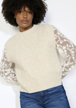 LolaLiza Mouwloze kabelgebreide trui- Truien En Cardigans