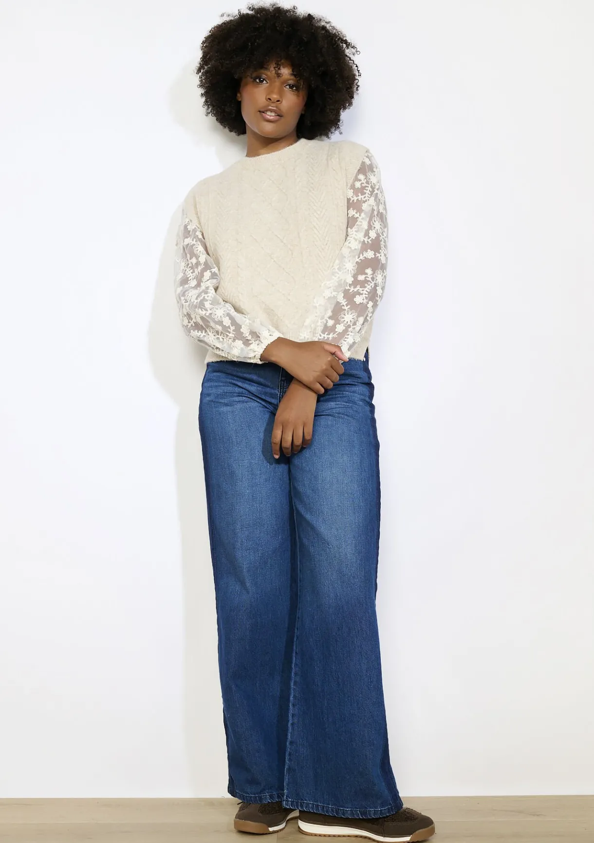 LolaLiza Mouwloze kabelgebreide trui- Truien En Cardigans