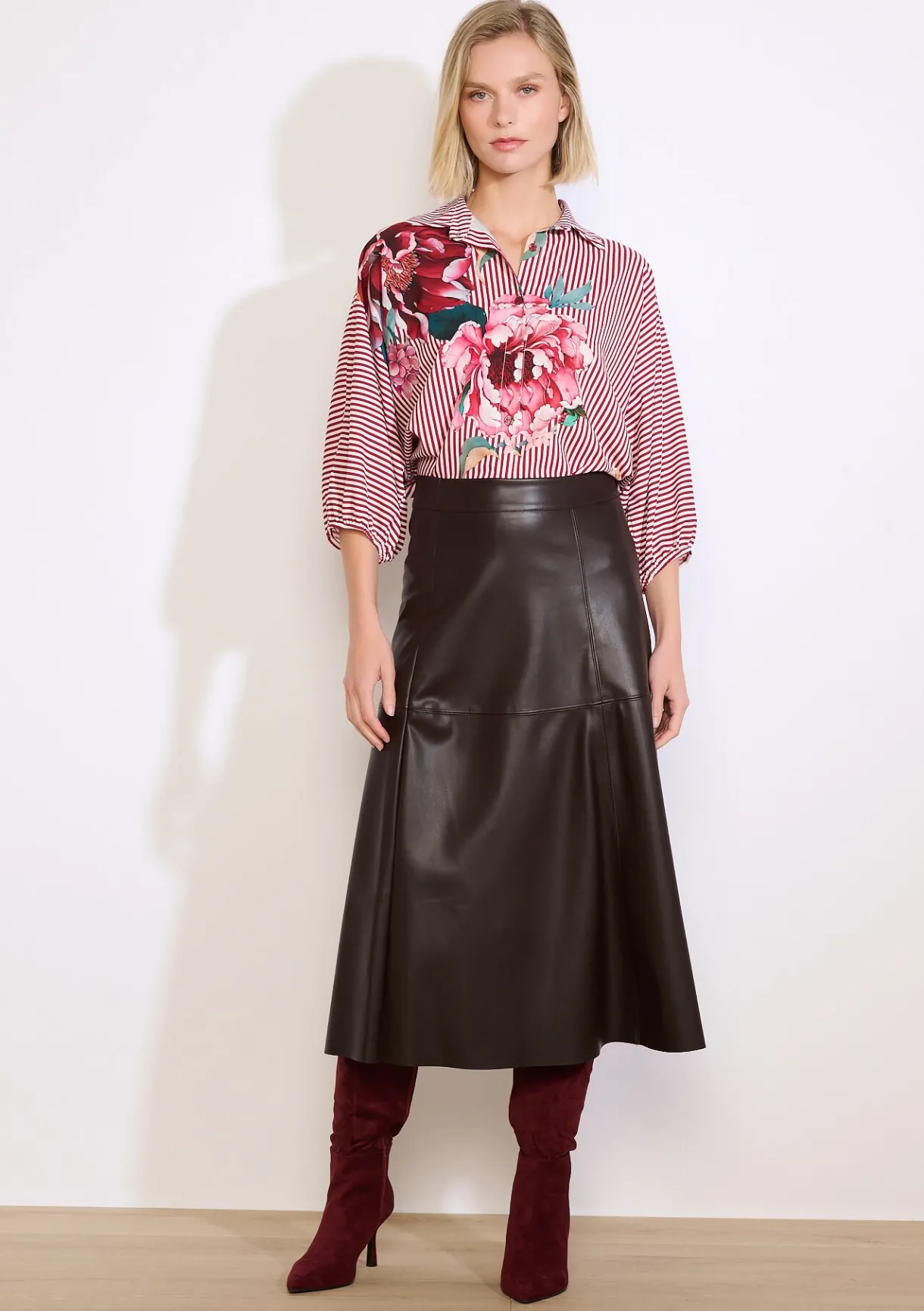 LolaLiza Overhemd met strepen en bloemenprint- Blouses En Hemden