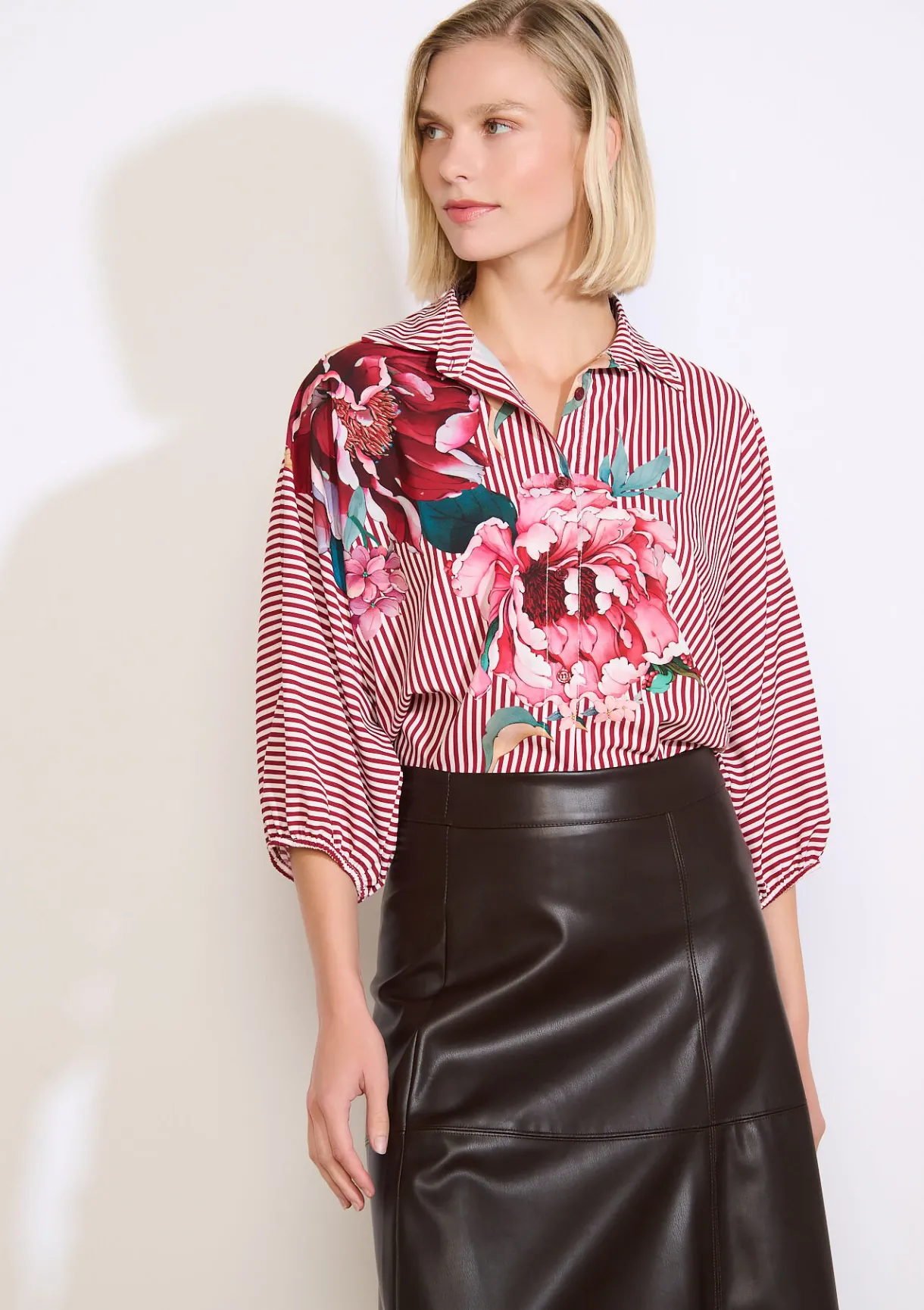 LolaLiza Overhemd met strepen en bloemenprint- Blouses En Hemden