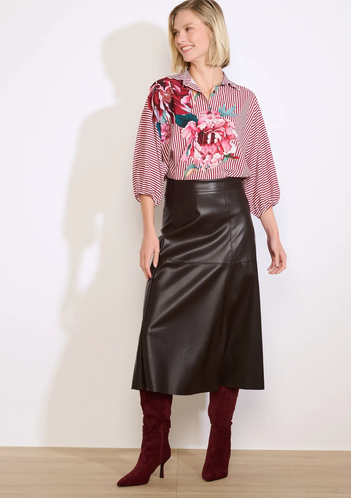 LolaLiza Overhemd met strepen en bloemenprint- Blouses En Hemden