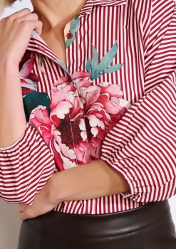 LolaLiza Overhemd met strepen en bloemenprint- Blouses En Hemden