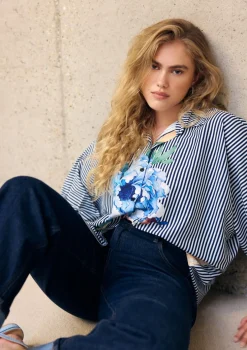 LolaLiza Overhemd met strepen en bloemenprint- Blouses En Hemden