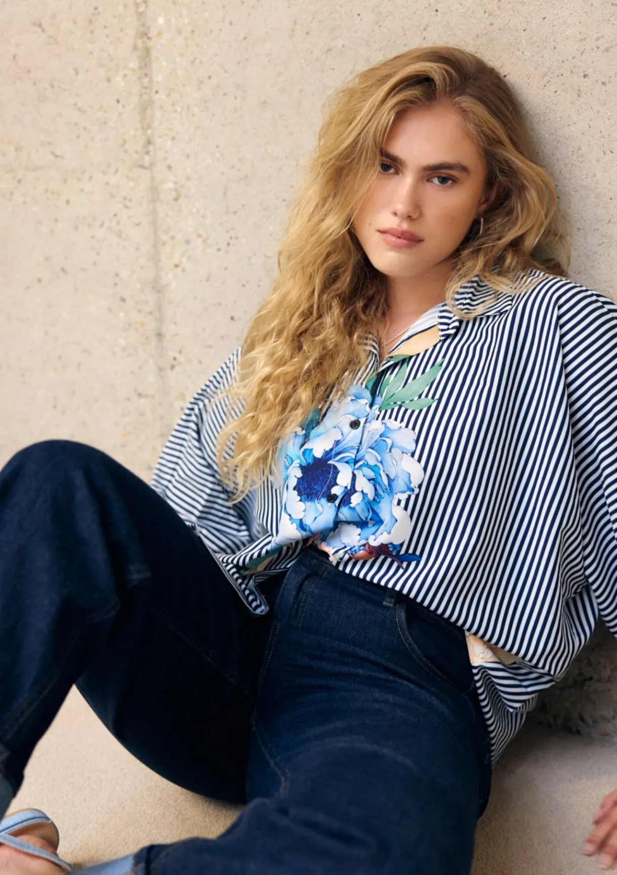 LolaLiza Overhemd met strepen en bloemenprint- Blouses En Hemden