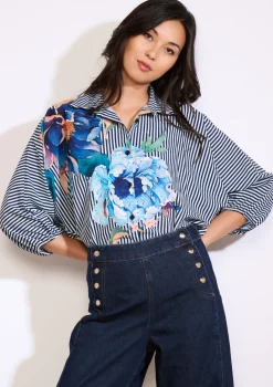 LolaLiza Overhemd met strepen en bloemenprint- Blouses En Hemden