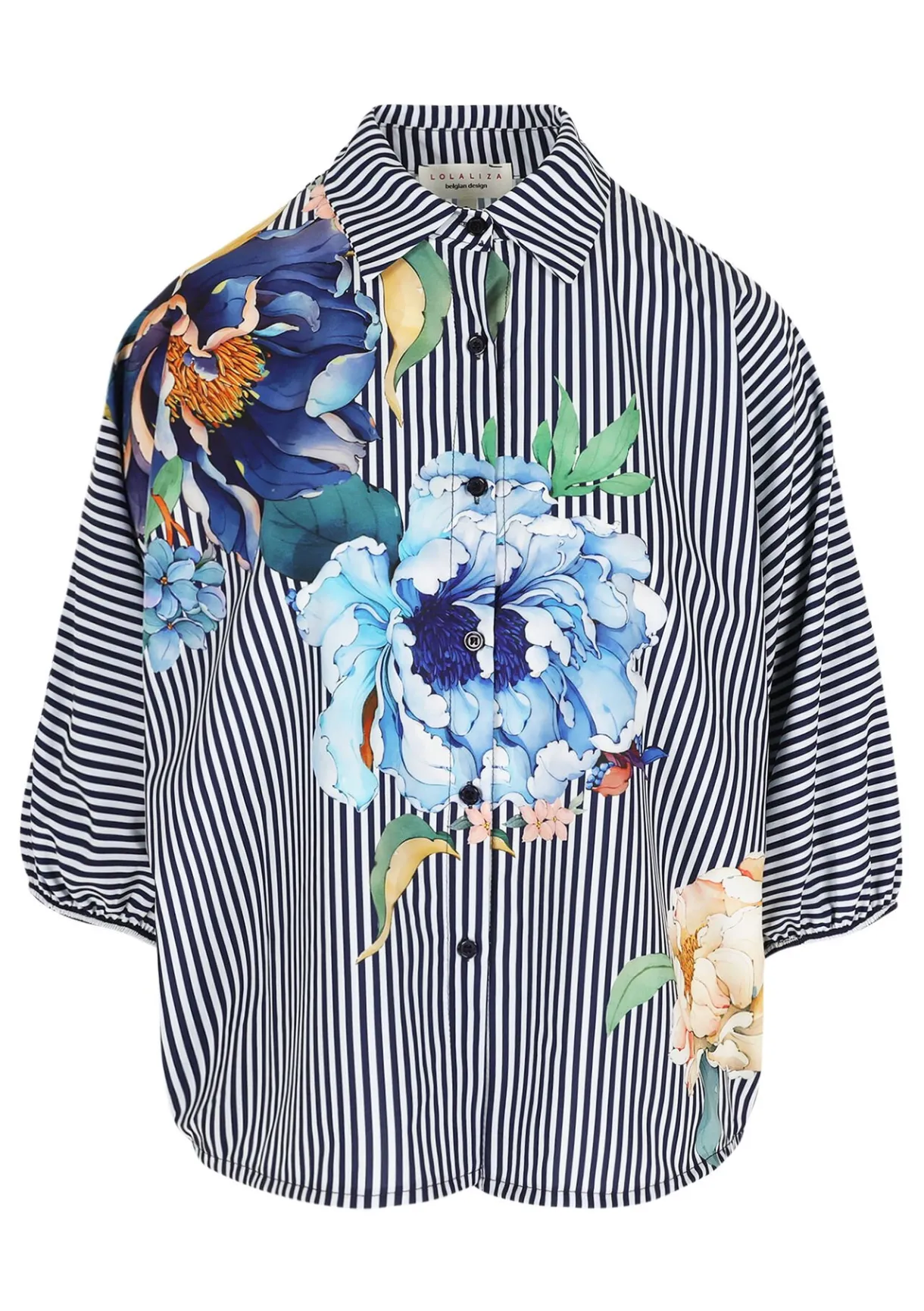 LolaLiza Overhemd met strepen en bloemenprint- Blouses En Hemden