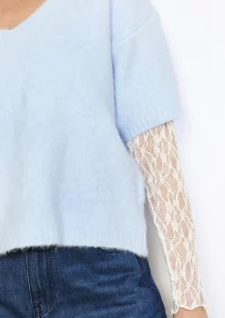 LolaLiza Pluizige trui met kanten lagen- Truien En Cardigans