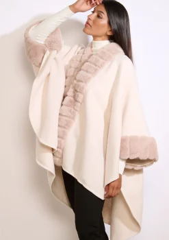 LolaLiza Poncho met imitatiebontdetails- Accessoires|Mantels En Jassen