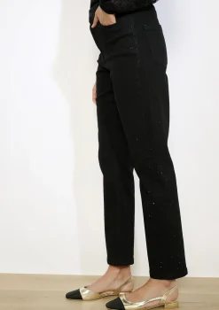 LolaLiza Rechte jeans hoge taille met strass- Jeans