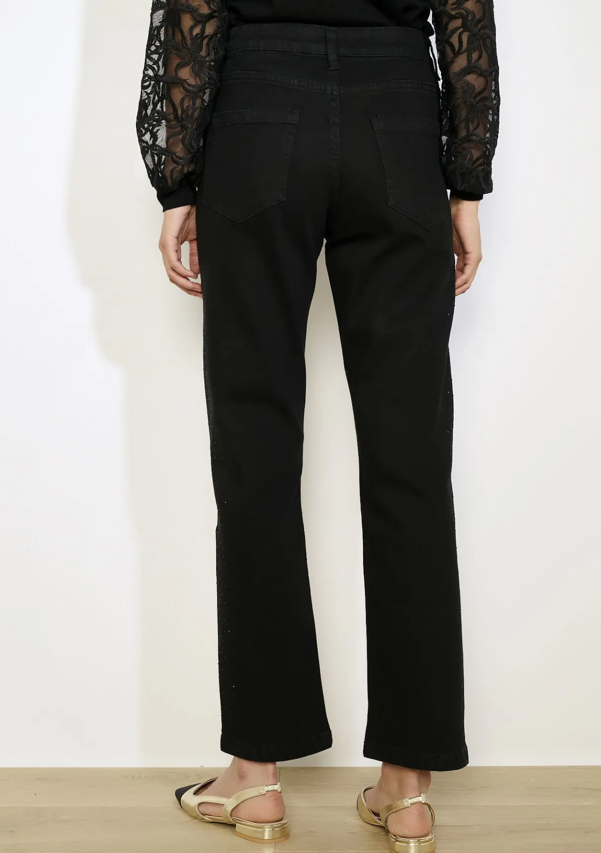 LolaLiza Rechte jeans hoge taille met strass- Jeans