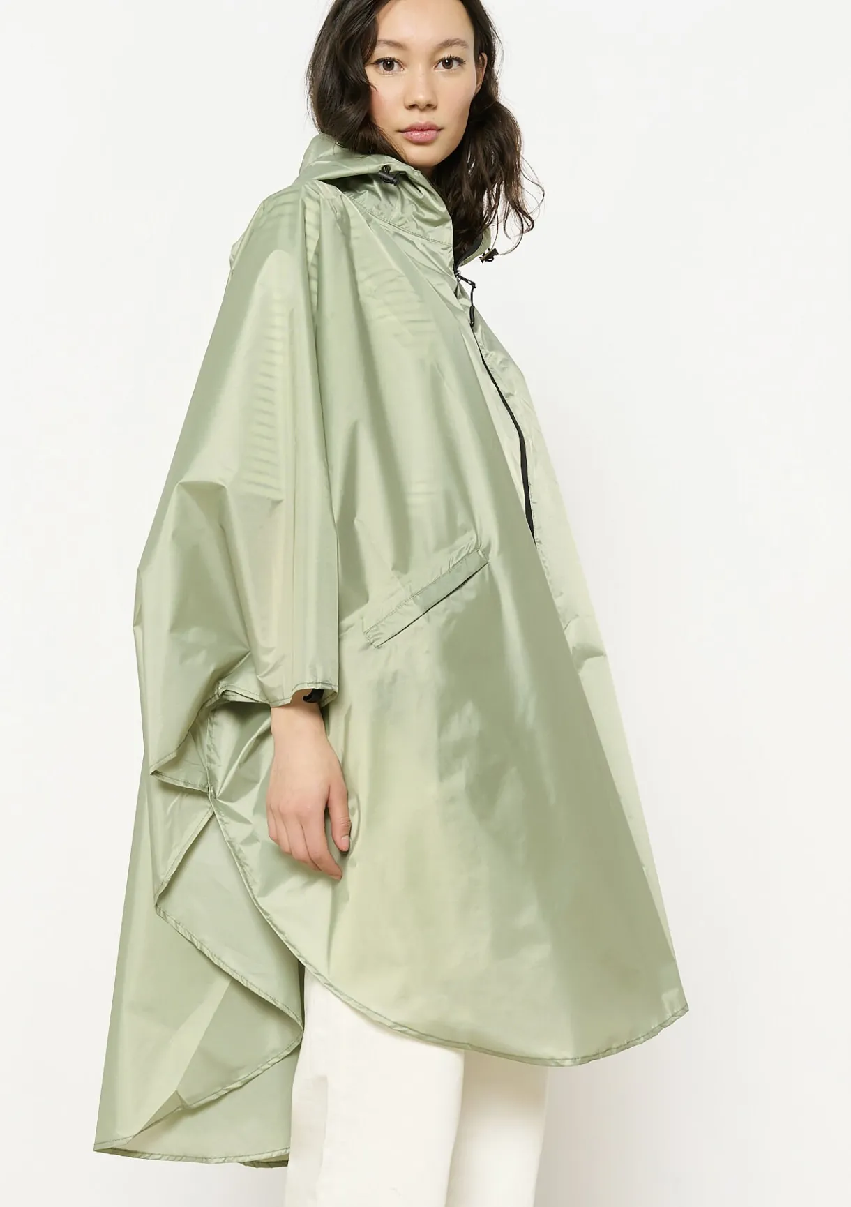 LolaLiza Regenponcho met capuchon en rits- Mantels En Jassen|Accessoires