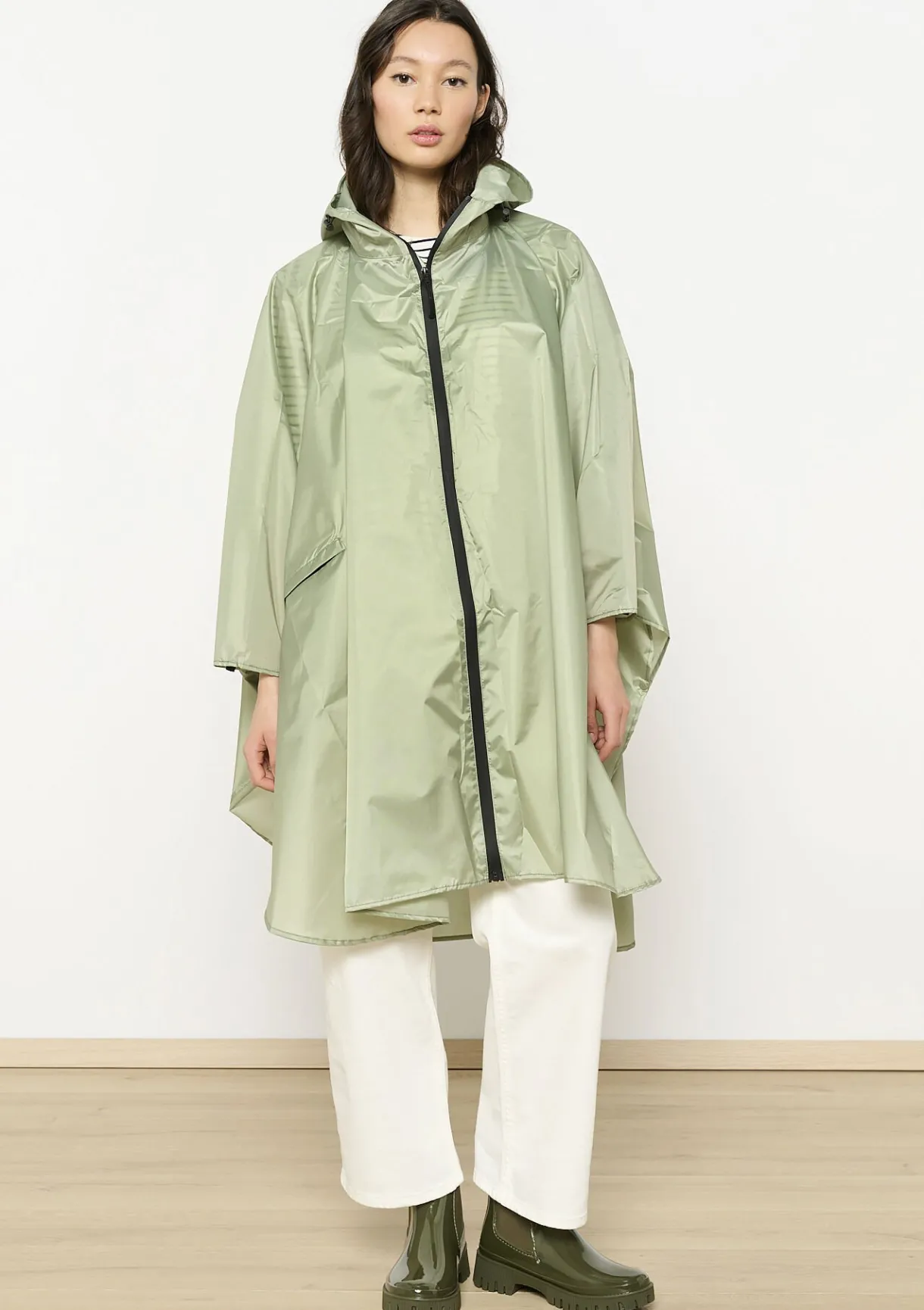 LolaLiza Regenponcho met capuchon en rits- Mantels En Jassen|Accessoires
