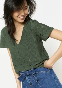 LolaLiza Romantische broderie t-shirt- Tops En T-Shirts