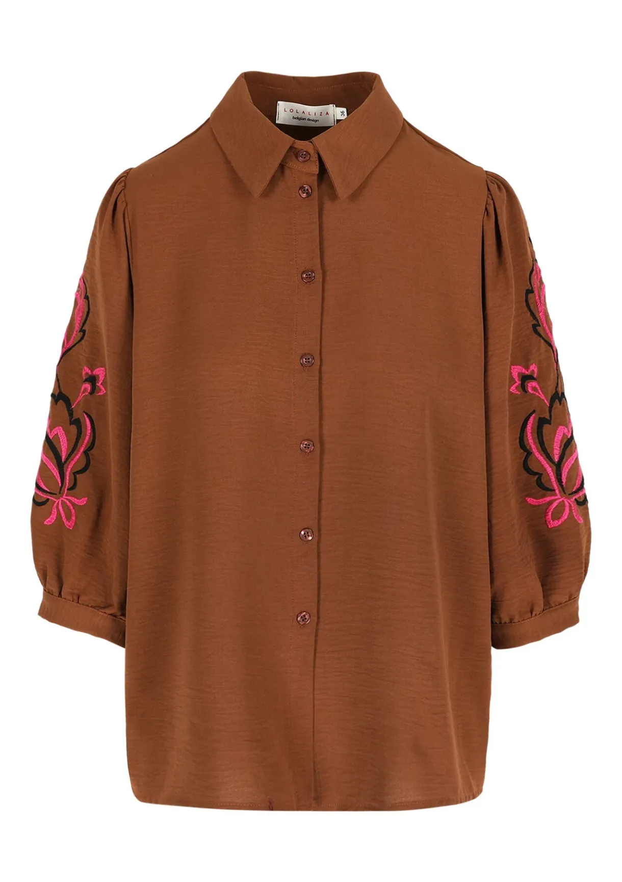 LolaLiza Shirt met geborduurde mouw- Blouses En Hemden