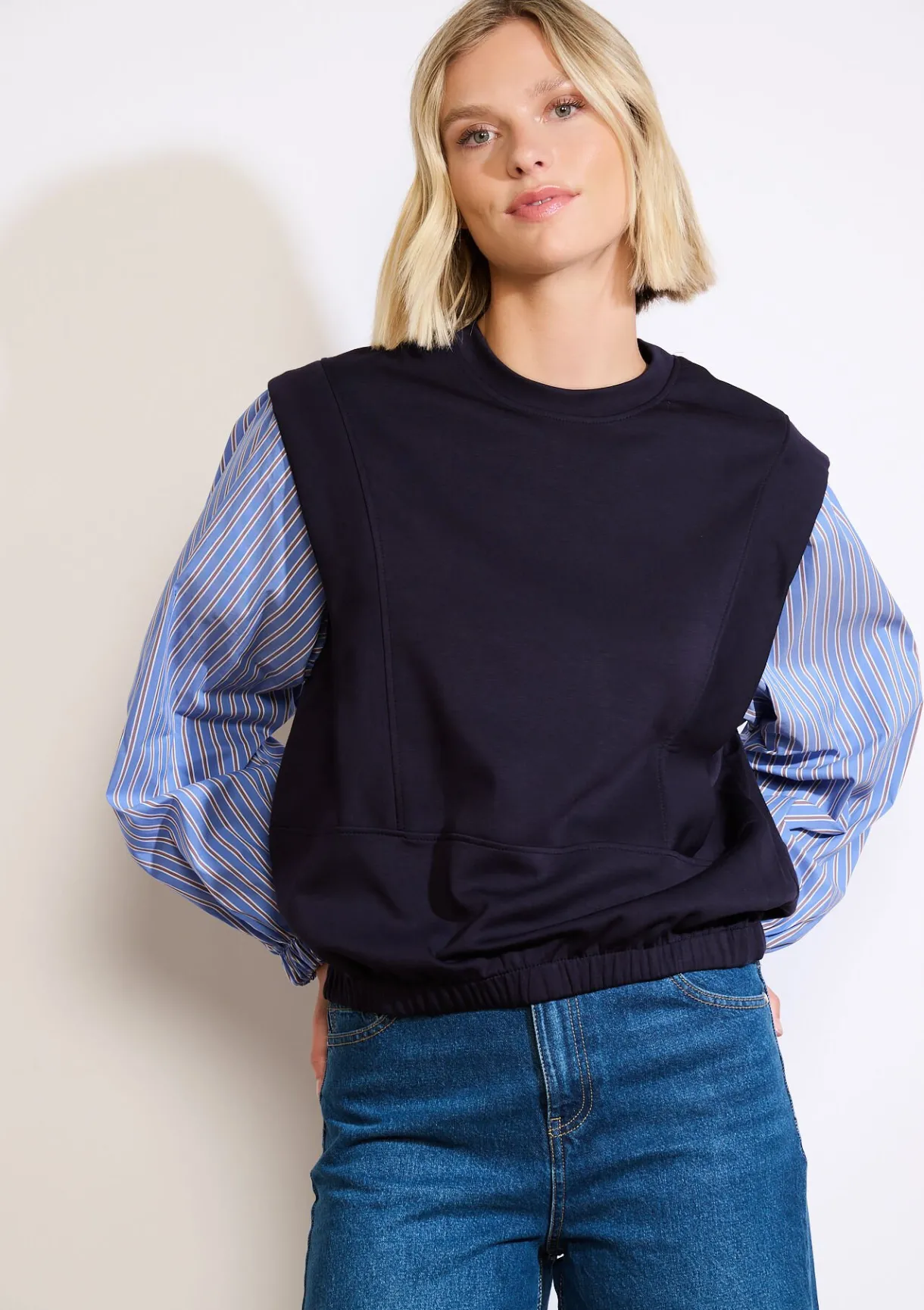 LolaLiza Sweater met gestreepte mouwen- Sweats