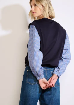 LolaLiza Sweater met gestreepte mouwen- Sweats