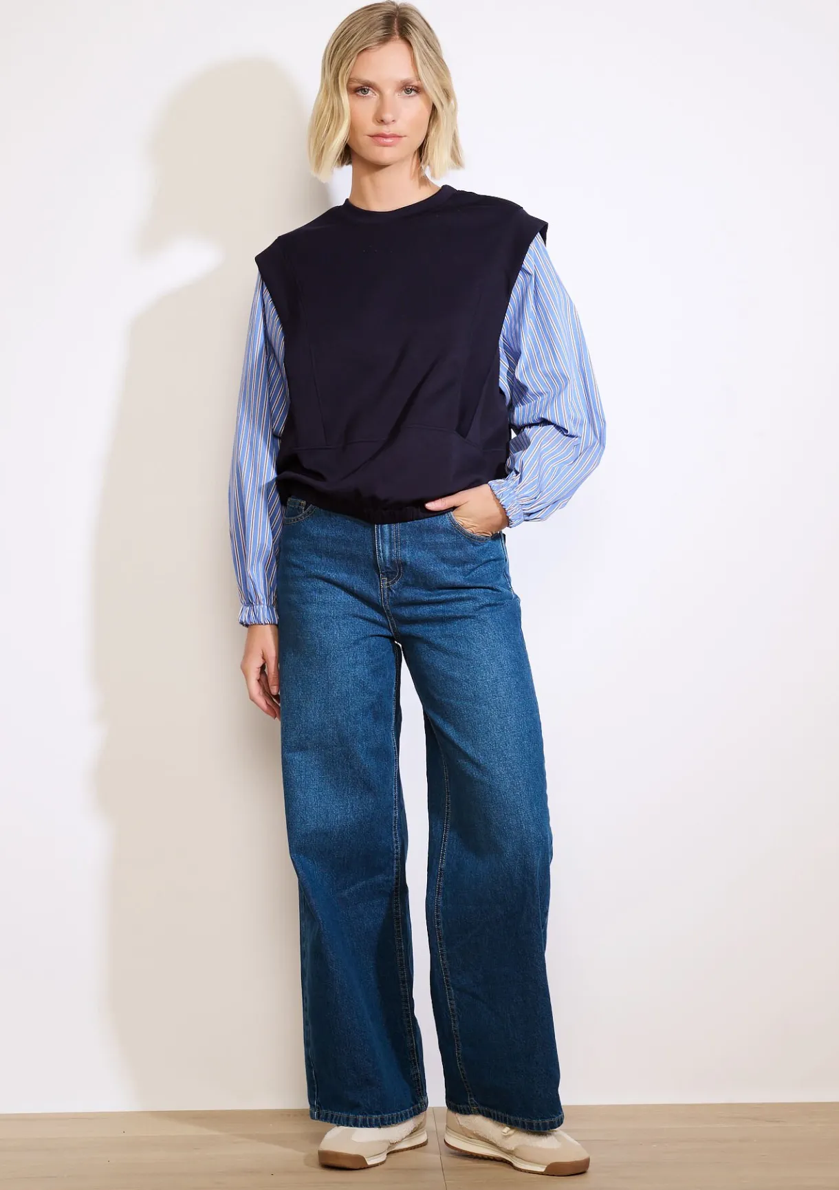 LolaLiza Sweater met gestreepte mouwen- Sweats