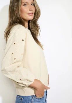 LolaLiza Sweatshirt met geborduurde mouwen- Sweats