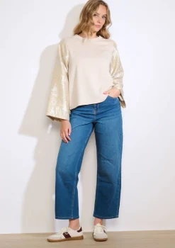 LolaLiza Sweatshirt met jacquardmouwen- Sweats